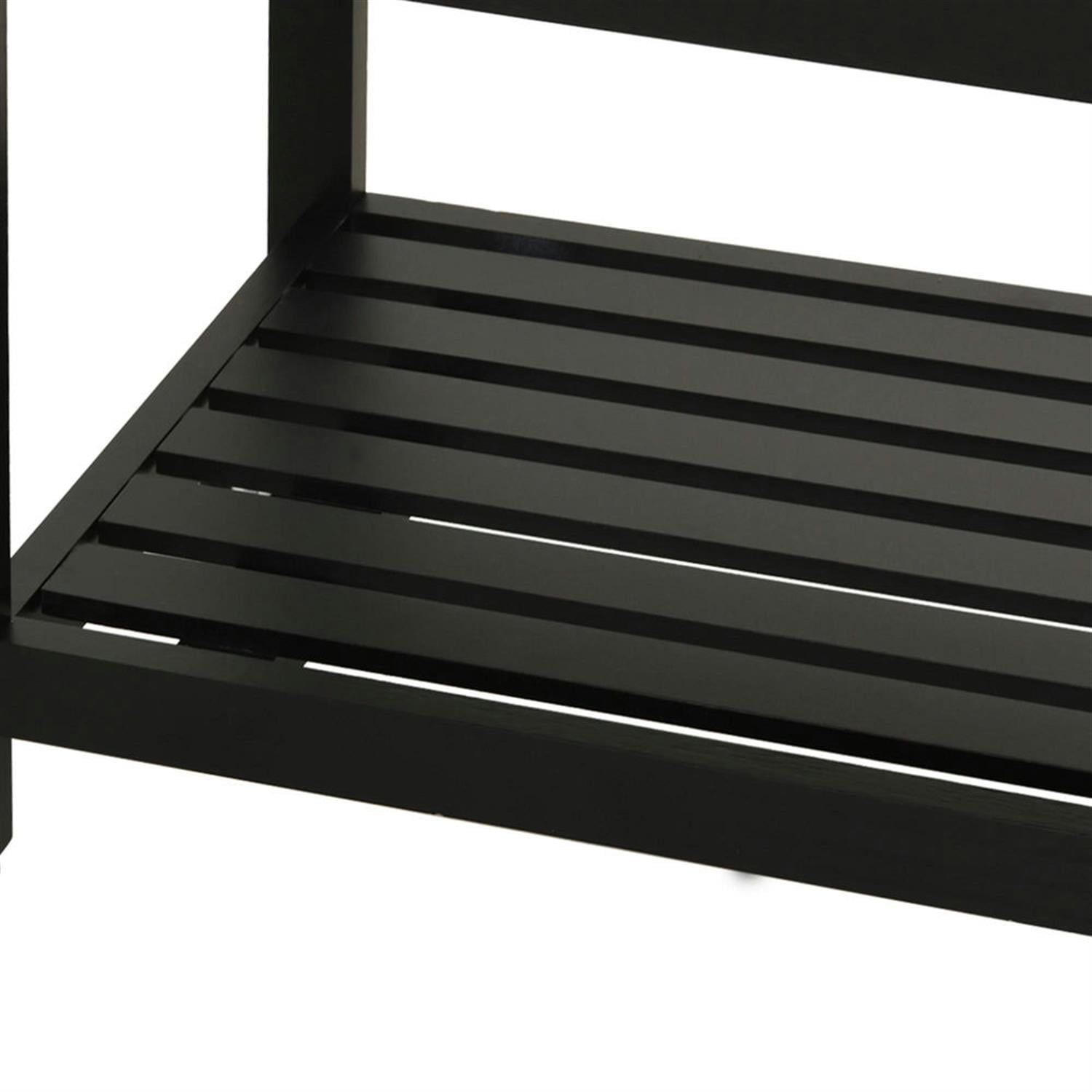 Demi Bonn 3-Tier Kitchen Island Cart on Wheels with Open Storage Shelves, Rolling Dining Room Serving Utility Carts Mobile Movable with Stainless Steel Top, Black