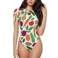 thumbnail image 1 of Balery Vegetables Body de cuello redondo de manga corta para mujer Tops de manga corta Tops básicos-Large, 1 of 7