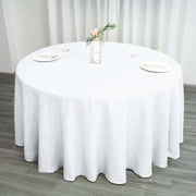 Efavormart 5 Pack Round Tablecloth, 120 Inch Stain & Wrinkle Resistant Washable Table Cloth, Decorative Polyester Fabric Table Cover for Banquet, Wedding, Dining- White