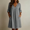 thumbnail image 6 of Dresses for Women Jerdar Womens Linen Shirt Dress Summer Casual Short Sleeve Button Down Beach Cover Up Shirts with Pockets L, 6 of 6