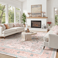thumbnail image 4 of Floral 5x7 Area Rug, Machine Washable, Soft Vintage Floral Rug Non Slip Stain Resistant for Living Room, Bedroom, Dining Room -Pink, 4 of 7