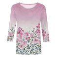 thumbnail image 4 of Pompotops Mode T-shirt Décontracté à Manches 3/4 Col Rond Confortable pour Femmes en Solde, 4 of 5