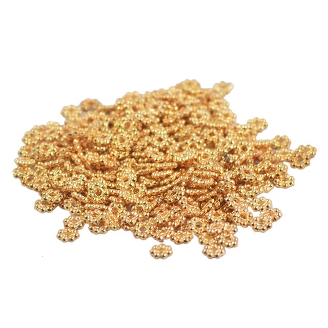 100pcs Hallazgos Margarita De 4 Mm Granos Del Espaciador De La Joyería De La Flor Del Copo De Nieve De Color Marrón Claro Sunnimix granos del espaciador