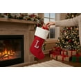 thumbnail image 4 of Personalization Mall Farmhouse Initial Red Christmas Stocking, Ivory Faux  Fur, 4 of 4