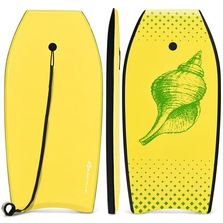 Goplus 41 Super Lightweight Bodyboard Surfing W/Leash EPS Core Boarding IXPE Yellow