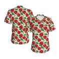 thumbnail image 3 of Yiaed Rose Flowers Print Women's T Shirt V-Neck Short Sleeve Shirt Casual Breathable Tee Summer Tops-Medium, 3 of 5