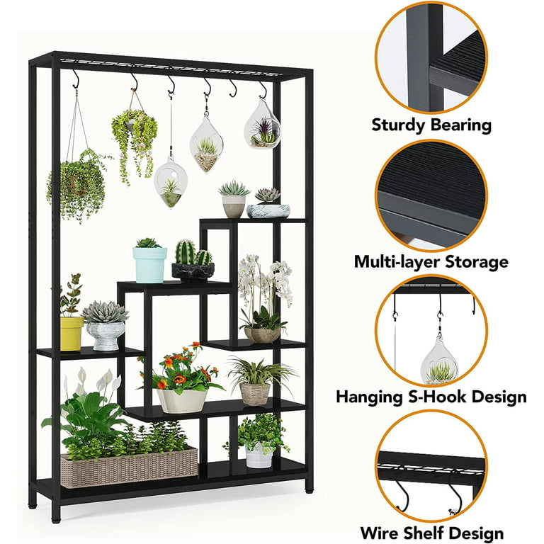 Tall Plant Stand Large Indoor Shelf 71 Metal Flower Rack with hanging –  shopGDLF