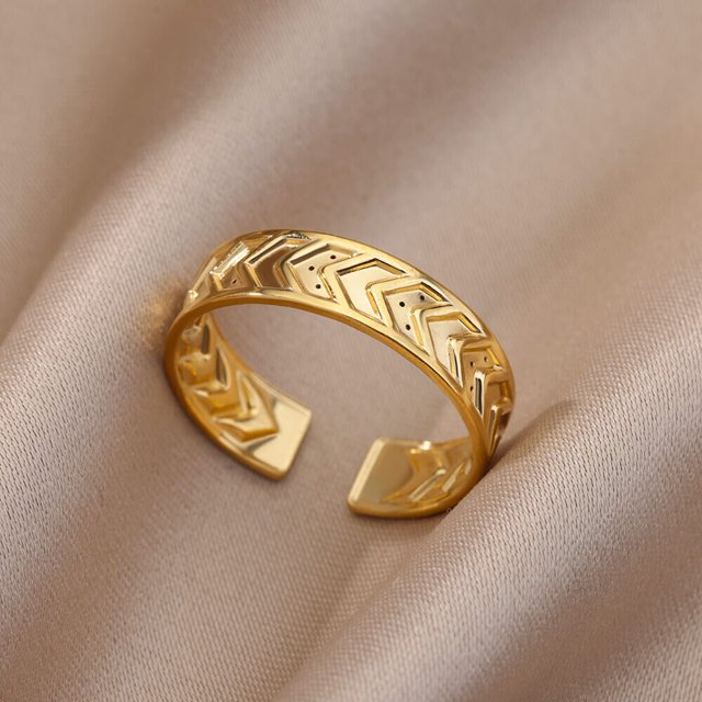 Anillos de apertura hueca Irregular para mujer, acero inoxidable, Color dorado, anillo geométrico, moda Simple, fiesta, regalo de joyería de Navidad