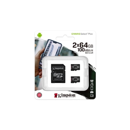 UPC: 0740617298994 | Kingston 64GB 2-Pack microSDXC Canvas Select Plus 100MB/s Read A1 Class 10 UHS-I Memory Card + Adapter SDCS2/64GB