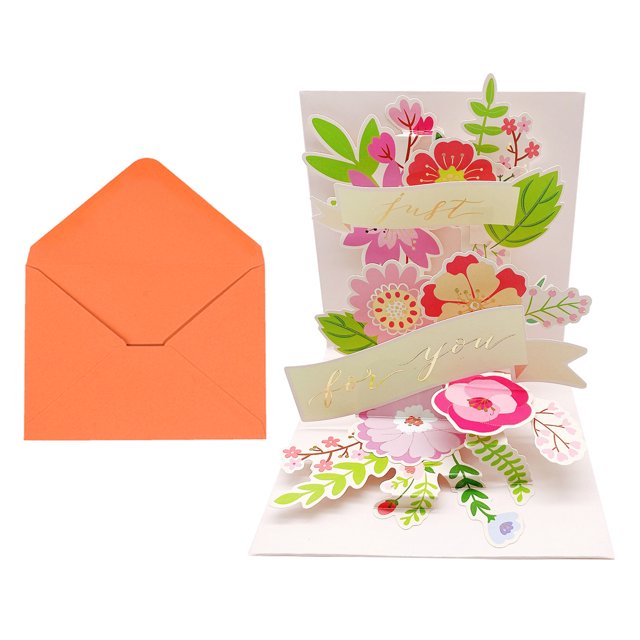Tarjeta emergente de agradecimiento, tarjeta de agradecimiento al maestro, tarjeta de felicitación de flores con ramo del día de la madre para mamá, maestra, abuela, papá