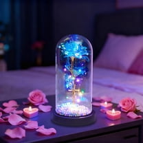Gaiwos Preserved Rose in Glass Dome Light up Rose Galaxy Roses with Colored Foam Ball Filler, Forever Eternal Flowers, Anniversary Presents for Valentine's Day and Mother's Day, 8.27 in