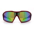 thumbnail image 3 of Boys Child Size Wrap Shield Aerodynamic Sport Plastic Sunglasses Red - Rainbow Mirror, 3 of 6