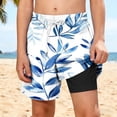 thumbnail image 3 of Zpanxa Boys Polyester Shorts Print Pattern with Double Layer Pockets Elastic Waistband Beach Sports Shorts 7 Years, 3 of 6
