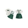 thumbnail image 2 of BemeyourBBs Newborn Baby Boys Summer Clothes Cotton Linen Baptism Day Gentleman Outfit Short Sleeve Bowtie Shirt Romper with Suspender Shorts Set, 2 of 9