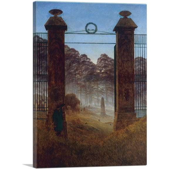 ARTCANVAS The Cemetery Entrance 1825 Canvas Art Print by Caspar David Friedrich - Size: 26" x 18" (0.75" Deep)
