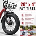 thumbnail image 3 of YEBEI Two Seater Electric Tricycle for Adults Folding E-Trike with Passenger Seat 48V20AH Battery Peak 750W Motor Pre Assembled 85% 3 Wheels Electric Bike with Two Baskets Red UL2849, 3 of 10