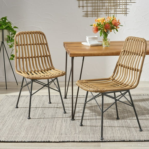 Rattan Dinning Chair,Indoor Rattan Dining Chairs (Set of 2),Office Kitchen Dining Chairs Room Comfortable Furniture,Light Brown
