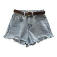 thumbnail image 2 of Fengqque Women Summer High Waisted Denim Shorts Button Loose Ripped Jeans Shorts with Pockets Light Blue XXL(XXL), 2 of 4