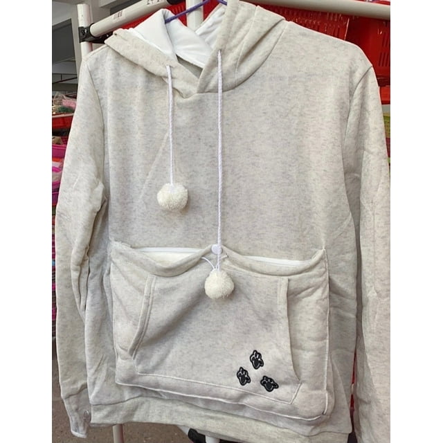 Chandails à Capuchon pour Amoureux des Chats (Gris, L)