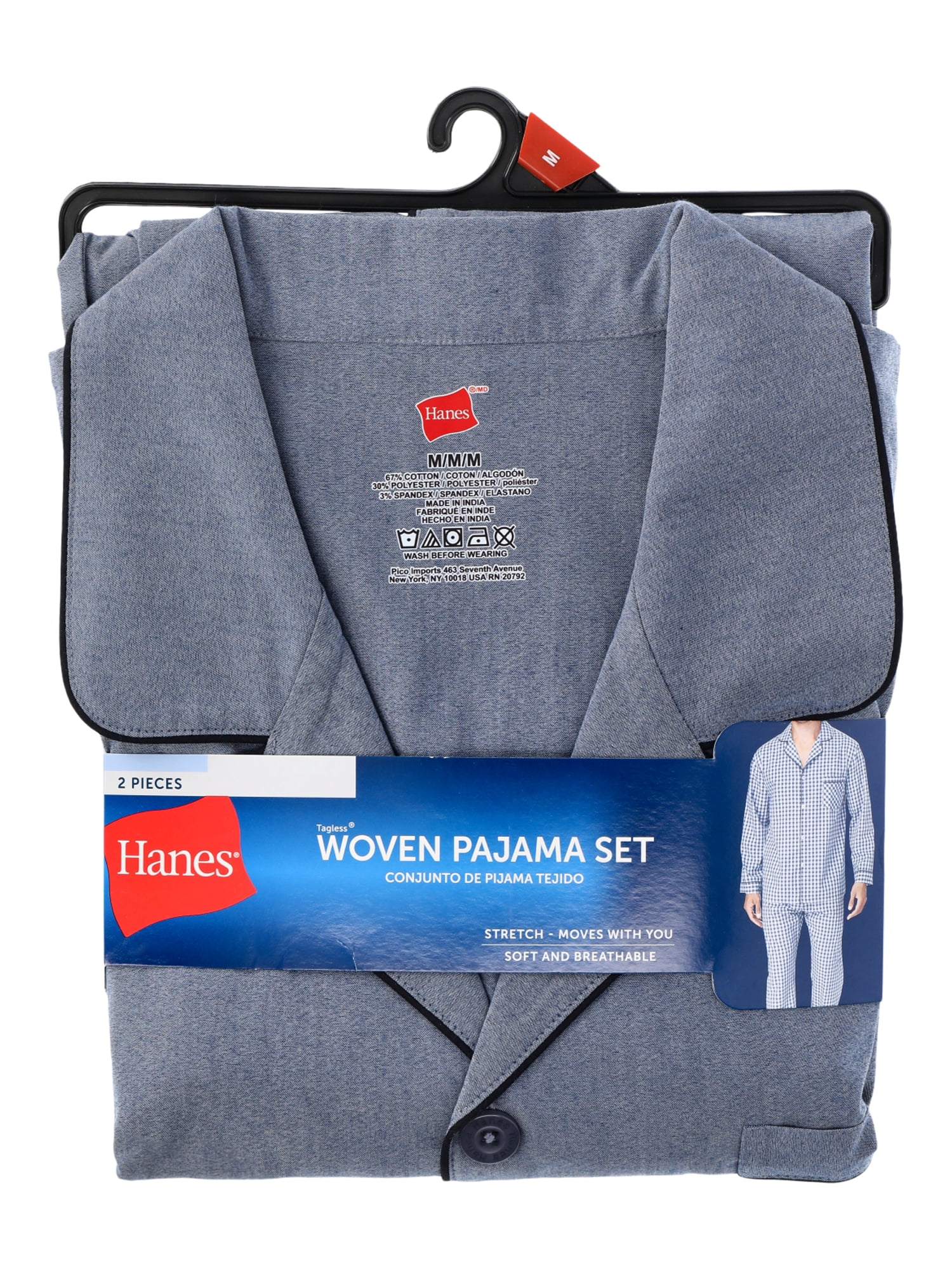 Hanes Men's Stretch Woven Shirt and Pants Pajama Set, 2-Piece, Sizes S-2XL