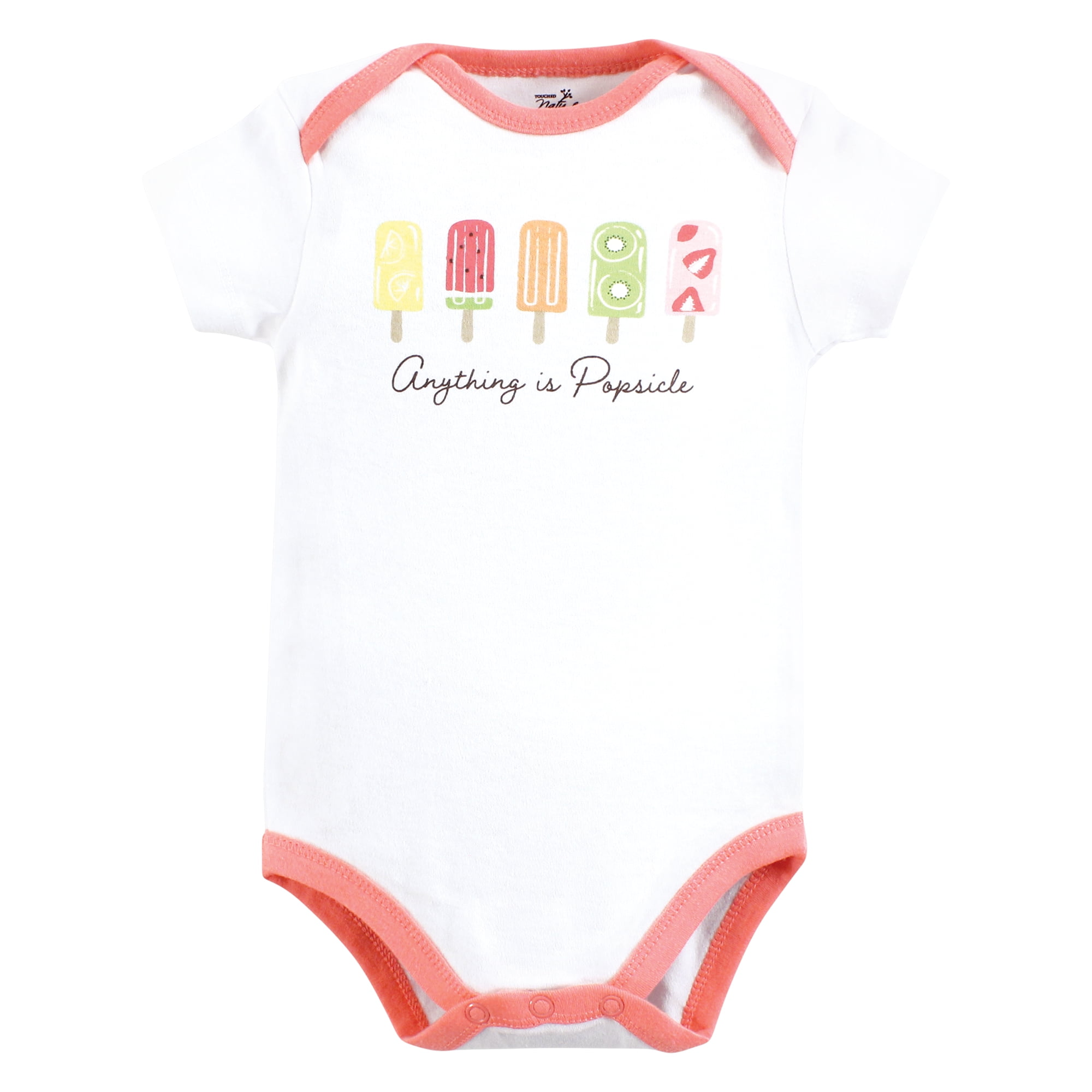 Touched by Nature Unisex Baby Organic Cotton Bodysuits, Popsicle, 18-24 Months