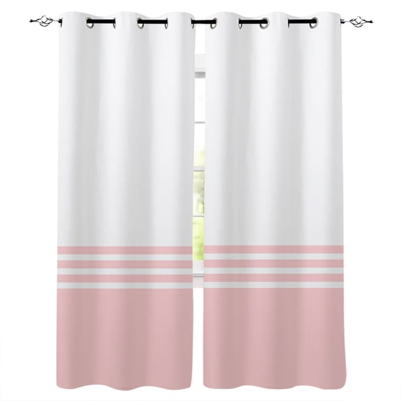 Blackout Curtains for Bedroom, Pink White Striped Room Darkening Window Drapes for Living Room, Modern Abstract Art Aesthetics Thermal Insulated Grommet Curtains, 42x63 inch, 2 Panels