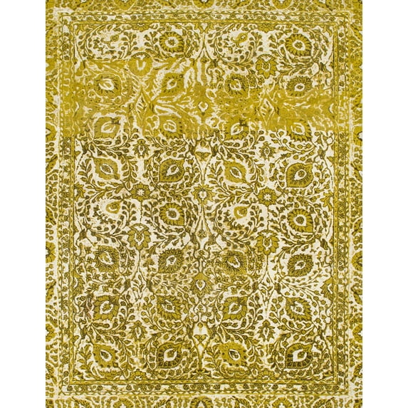 Ahgly Company Indoor Rectangle Abstract Chrome Gold Yellow Abstract Area Rugs, 2' x 5'