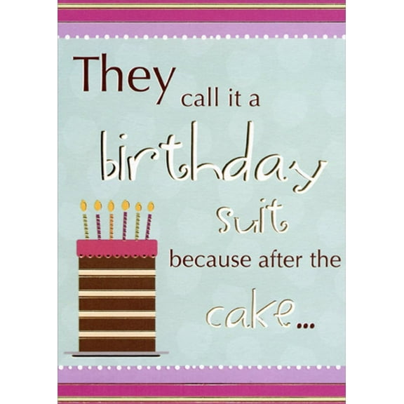Designer Greetings They Call It a Birthday Suit Funny : Humorous Feminine Birthday Card for Her : Woman : Women