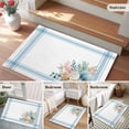thumbnail image 5 of Area Rug 2 x 3 Ft, Blue Coastal Indoor Accent Bathroom Rugs for Kitchen/Laundry Room, Nautical Starfish Eucalyptus Leaf Coral Striped Washable Non-Slip Runner Floor Mat for Entryway, Living Room, 5 of 8