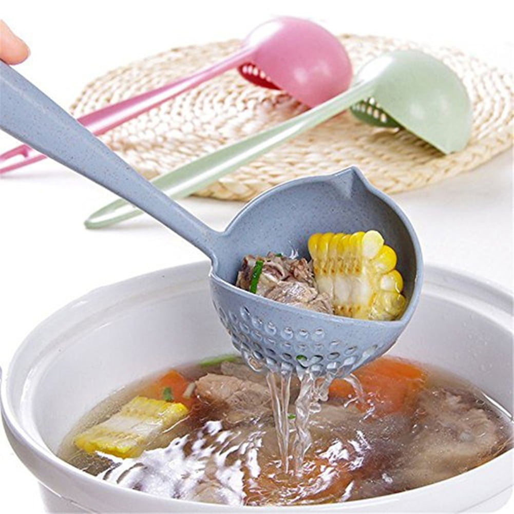 Blue Special Design Soup Ladle with Side Filter Super Function Kitchen Accessories Long Handle Spoon 