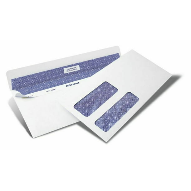 Office Depot Lift And Press 10 Premium DoubleWindow Envelopes, 500