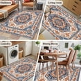 thumbnail image 6 of Blue Burnt Orange Boho Large Area Rugs for Bedroom Living Room, Soft Non Slip Carpet Bedside Rug, Antique Southwestern Ethnic Rectangular Floor Cover Kitchen Accent Rug 2.7'x5' for Dining Room/Office, 6 of 9