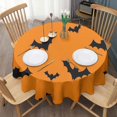 thumbnail image 3 of Orange Halloween Bats Round Tablecloth 60"x60",Wrinkle Wipeable Table Cloth for Kitchen Dining Room Picnic Patio Party, 3 of 6
