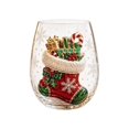 thumbnail image 2 of Christmas Wine Glasses Crystal Embellished Glass Cups Hand Decorated Drinking Cups Snowflake Art Glass Holiday Home Table Decor, 2 of 6