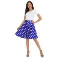 thumbnail image 5 of HDE Skirts for Women - Midi Skirt Skater Skirt Knee Length High Waist Fun Prints Blue & White Stars XL, 5 of 6