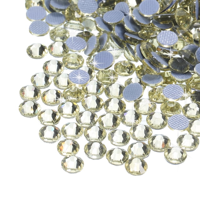 Uxcell 288 Pcs Strass Hotfix Cristales de Vidrio Plano (SS34 7.3mm, Amarillo Claro)