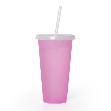 

New 710ml single-layer transparent plastic color-changing cup PP temperature-sensitive and cold-colored coffee straw cup