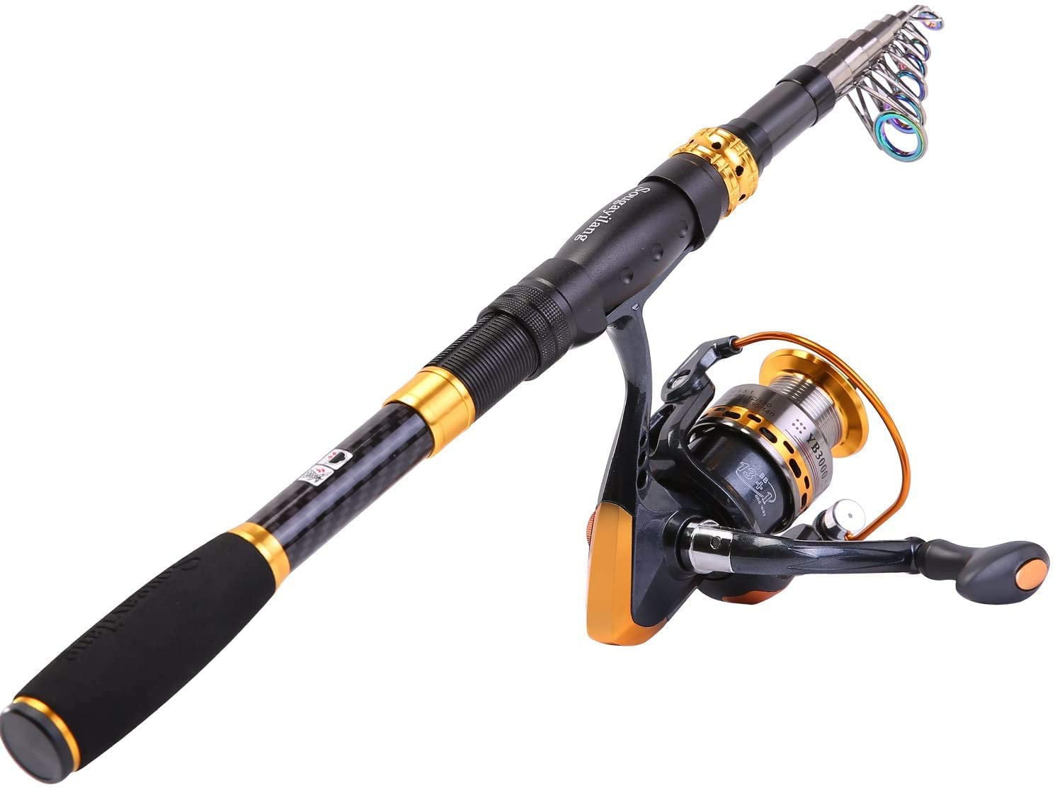 Fishing Rod & Reel Telescopic Portable Saltwater Freshwater Spinning Pole Metal