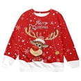 thumbnail image 4 of Boys Sweatshirts Boys Girls Christmas Reindeer Crew Neck Long Sleeve Hoodless Sweatshirt Red 5-6 Years, 4 of 4