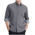 thumbnail image 3 of Zedker Men's Casual Button Down Shirt Long Sleeve Untucked Shirt Wrinkle Free Denim Dress Shirt for Men Gray M, 3 of 7