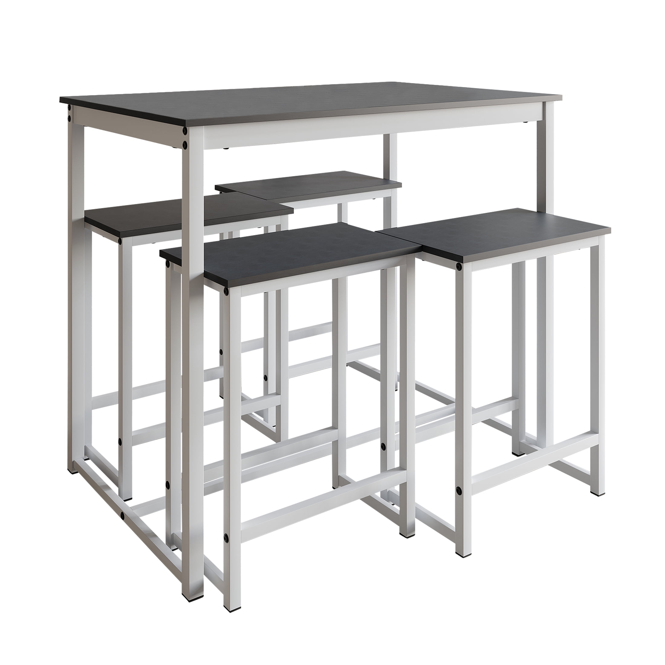 Castle Place Modern 5-Piece Counter Height Metal Dining Set, White