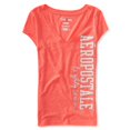 thumbnail image 1 of Camiseta gráfica con cuello en V y purpurina Aeropostale naranja grande, 1 of 2
