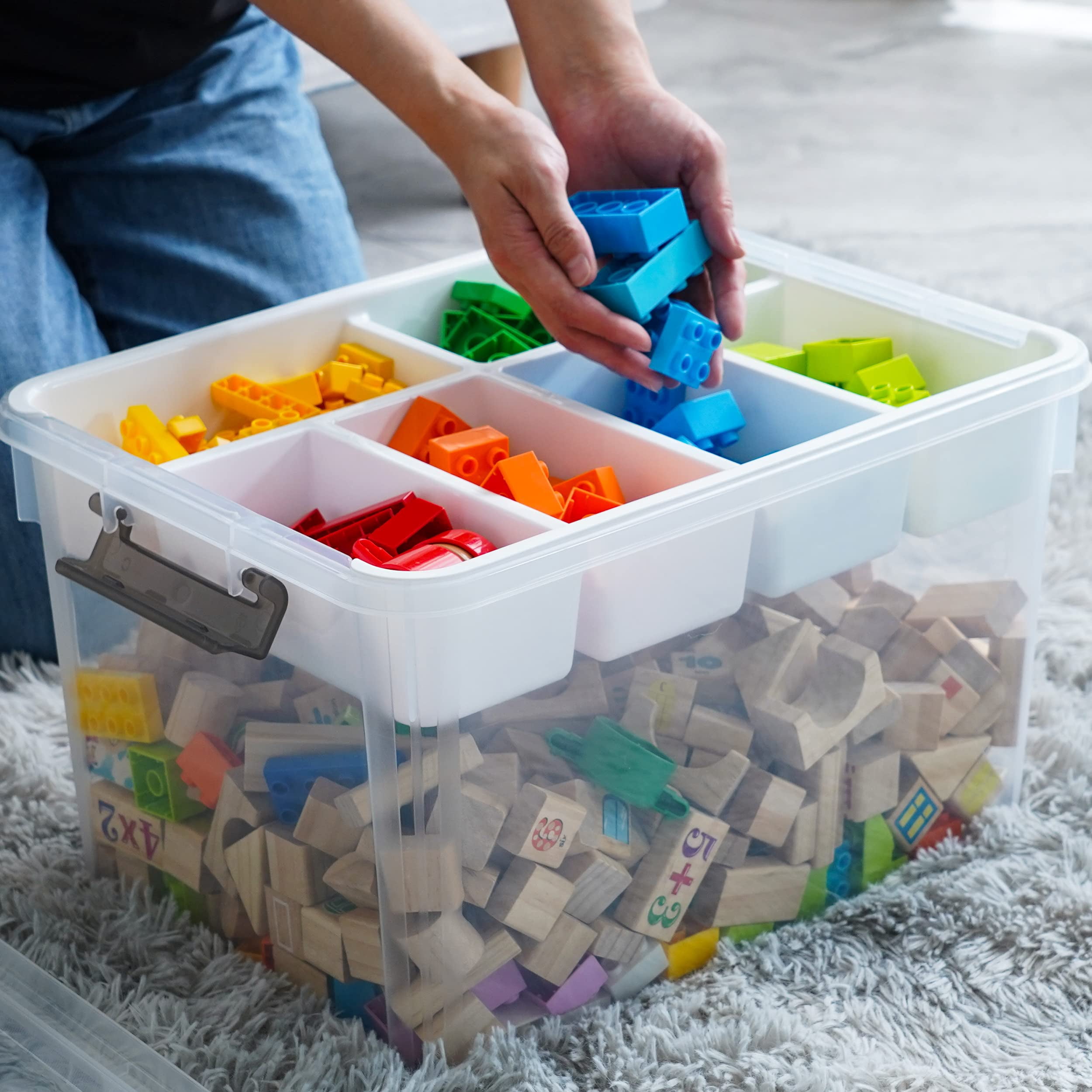 32 Qt Plastic Storage Box With Removable Tray Craft Organizers And Clear Container For Organizing Bead  Tool Sewing Playdoh
