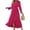 Rose Red, variant on Womens Boho Cocktail Maxi Dress Fall Fashion V Neck Long Sleeve Swiss Dot Flowy Slit Wedding Guest Dresses