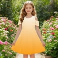 thumbnail image 5 of snilers Girls Summer Dress Short Sleeve Cold Shoulder Crew Neck Swing Gradient Dresses Beach Vacation Sundress with Pockets Size 3-14 Years, 5 of 8