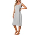 thumbnail image 4 of INSPIRE CHIC Women's Cotton Long Sleepdress with Pockets Soft Sleeveless Scoop Neck Nightgown Loungewear L Gray, 4 of 6