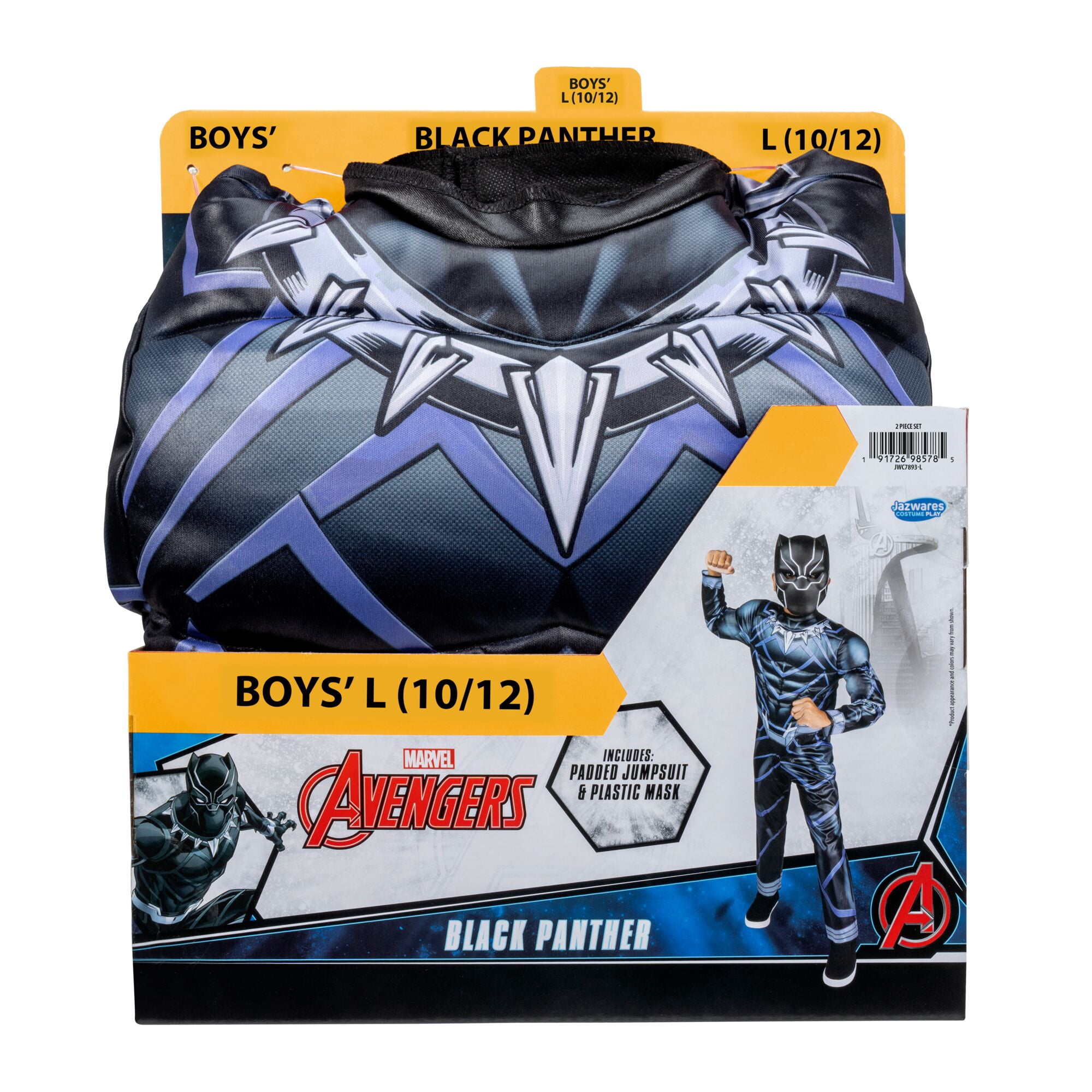 Marvel's Black Panther Halloween Costume for Children, Boy's Size L (10/12), by Jazwares