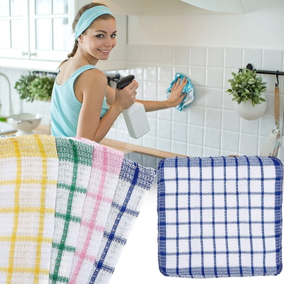 Cleaning Wipes for Kitchen Cotton Dyed Plaid Cloth For Household Kitchen Cleaning And Dishwashing,Pink Kitchen Wipes