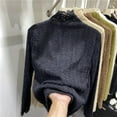 thumbnail image 2 of XFLWAM Women's Mock Turtle Neck Slim Fit Long Sleeve T Shirts Tight Tops Tee Solid Color Fleece Lace Bottoming Shirt Black M, 2 of 7
