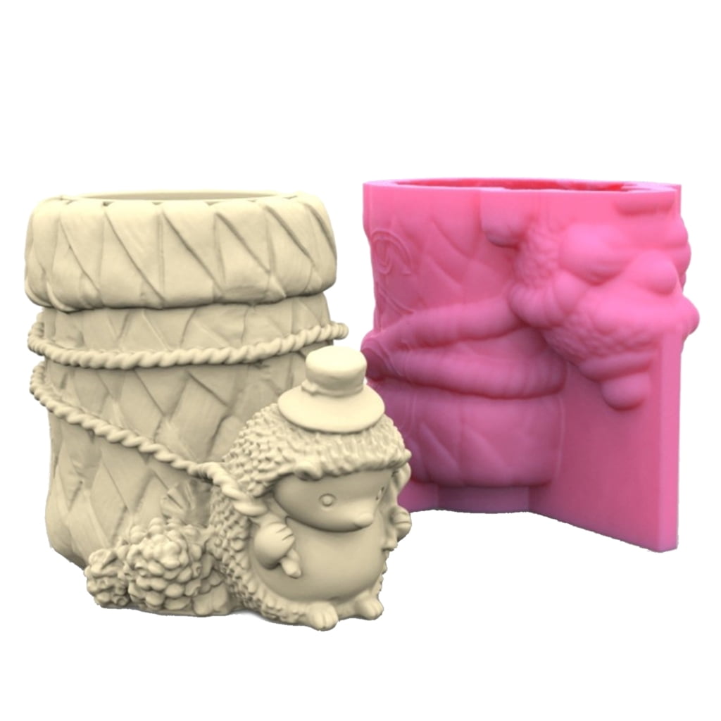 Geemin 3D Brush Pot Silicone Soap Molds Candle Molds Hedgehog Clay Mould Cake Mold